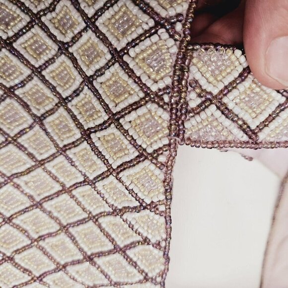 Vintage Avon Beaded Purse Top Handle Bag Diamond Pattern Evening Party Handbag - Picture 4 of 10